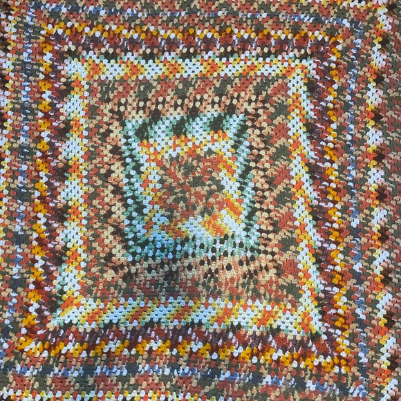 Vintage Granny Crocheted Throw Handmade with Love Sz 69-1/2” x 60” - Picture 2 of 5